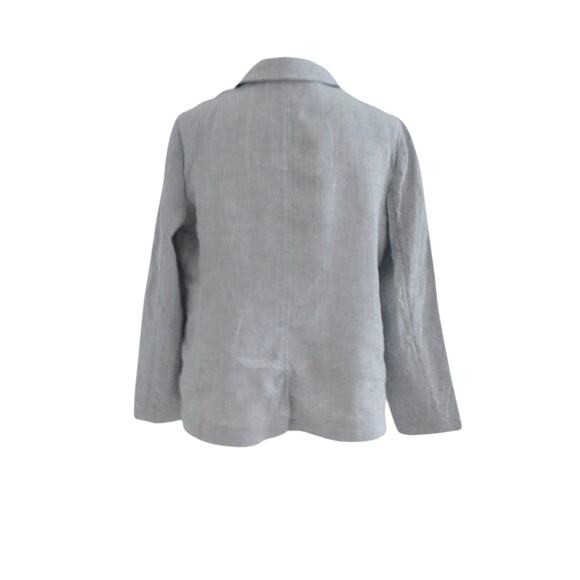 Eileen Fisher Silver Metallic Organic Linen Blazer Jacket - Picture 6 of 10